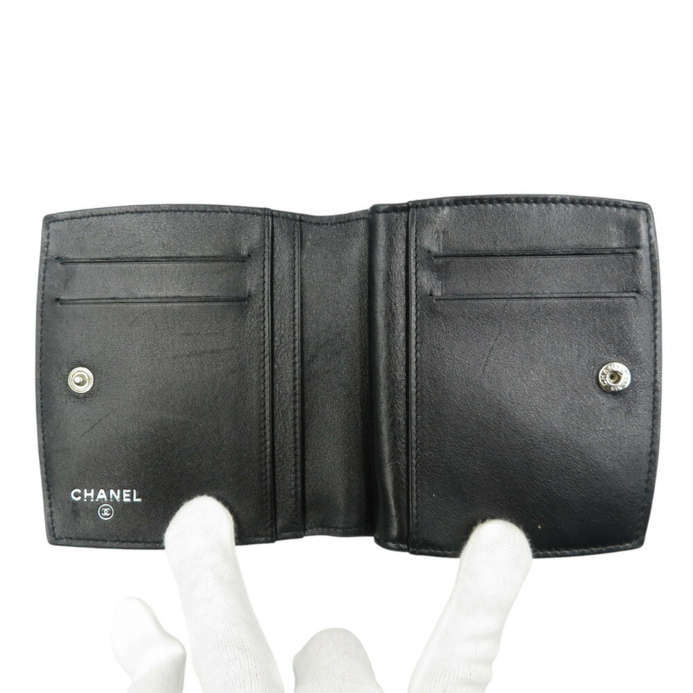 CHANEL Authentic Black Leather Logo Wallet - Picture 4 of 8